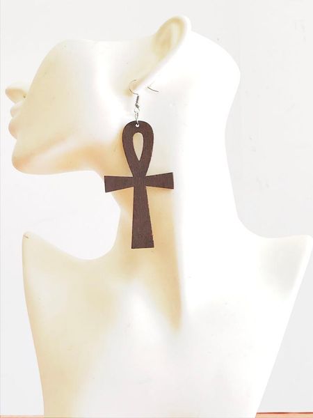 

dangle & chandelier ankh drop earrings , 4 color can mix wooden for women, Silver