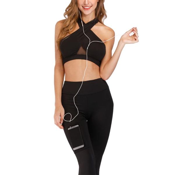 

yoga outfits high waist women pants with pocket sporting leggings fitness tights, White;red