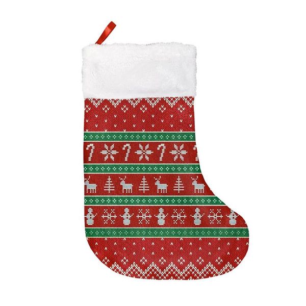 

christmas decorations cute deer santa claus print stockings 3pcs large candy sock pocket for kid home fireplace decor tree pendant