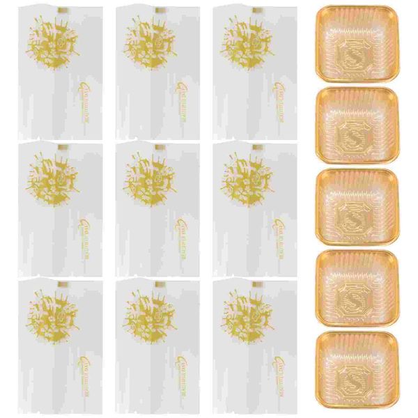 

gift wrap 100 sets of egg-yolk puff packing box moon cake storage (golden)
