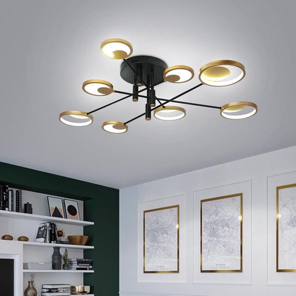

ceiling lights led chandelier with remote control living room bedroom study luster gold minimalist round lighting