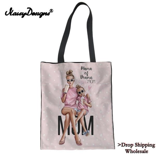 

shopping bags tropical super mom print women reusable eco female foldable tote purse lady pink custom drop