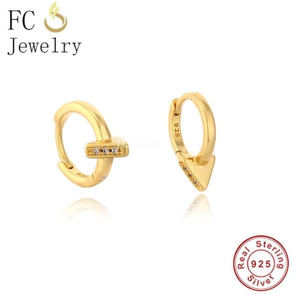 

hoop & huggie pure 925 sterling silver triangle cone slim earring for women ear piercing boucles oreilles pendientes 2021 summer, Golden;silver