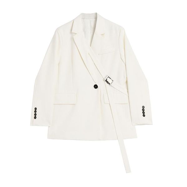 

women's suits & blazers superaen autumn design white casual full suit coat solid notched single button women, White;black