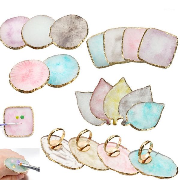 

resin stone eyelash glue holder finger ring plate nail color palette gel polish foundation mixing makeup cosmetics tool1