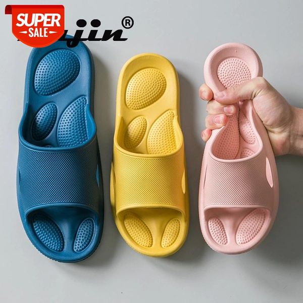 

fujin new slippers shoes women's summer indoor thick bottom ultra stretch couple's bathroom non slip massage #2t5l, Black