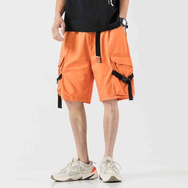 

men's shorts 2021 summer new short hip hop streetwear mens safari style vintage joggers male big pockets q1oc, White;black