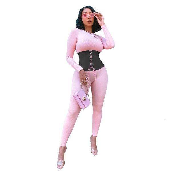 

chic lace-up women solid patchwork jumpsuit lady's casual sportwear o-neck full sleeve ny rompers autumn arrivals, Black;white