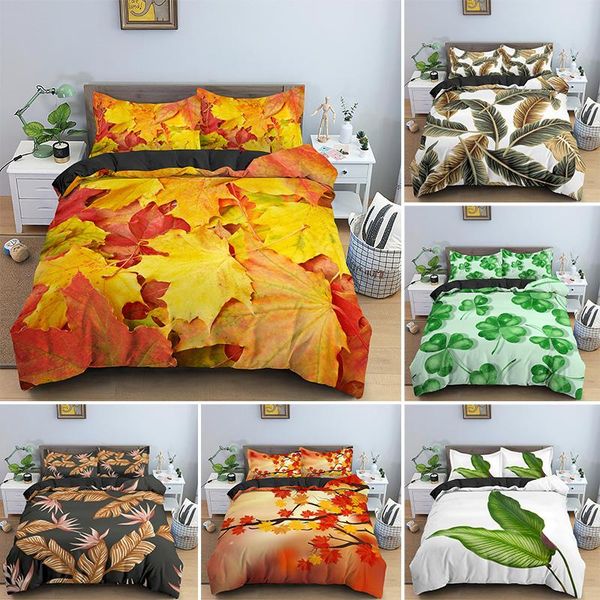

tropical leaves duvet cover set twin  king au us uk eu size 2/3pcs bedding sets and pillowcase home textile