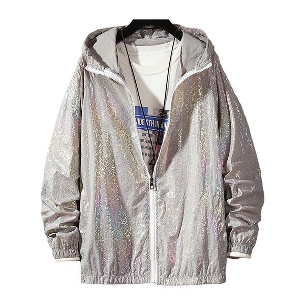 

women basic jackets summer 2021 colorful reflective causal thin windbreaker hooded coat zipper bomber veste femme women's, Black;brown
