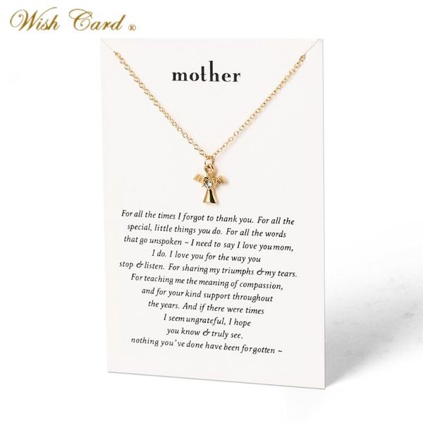 

pendant necklaces wish card 1pc holy angle charm link chain necklace gold color jewelry for great mother gift with envelope cn71, Silver