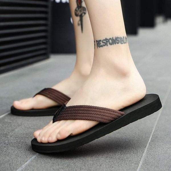 

non-slip big size 48 flip flops men summer beach slippers outdoor fashion breathable casual black