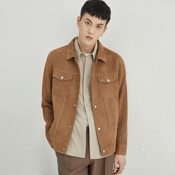 

men's jackets autumn 2022 winter men vintage leather suede jacket coat mens bomber male flight coats motorcycle outfits b457, Black;brown