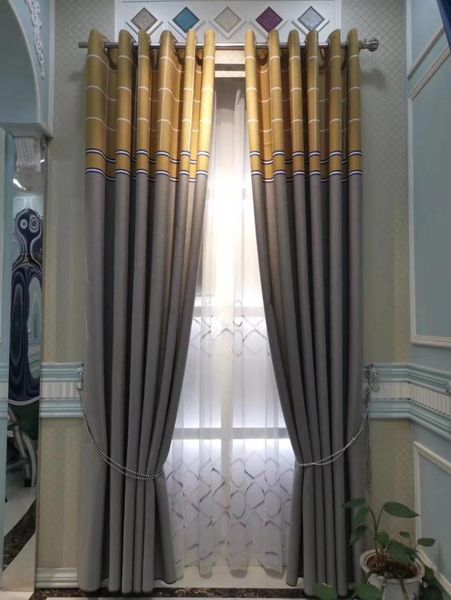 

striped embroidered curtain chenille european style blackout curtains for living dining room bedroom & drapes