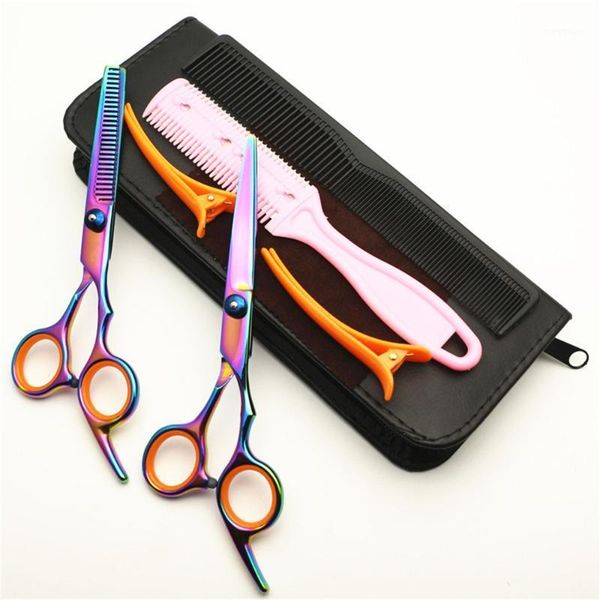 

7pcs professional hairdressing scissors kit barber hair cutting tail comb set styling tools1, Silver