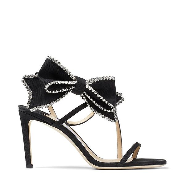 

sandals 2021 arrivals summer fashion shoes women bow tie ankle strap high heels open toe pumps party 10cm, Black
