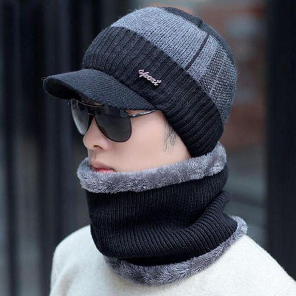 

wide brim hats scarf hat set breathable man winter autumn comfortable simple classic style, Blue;gray