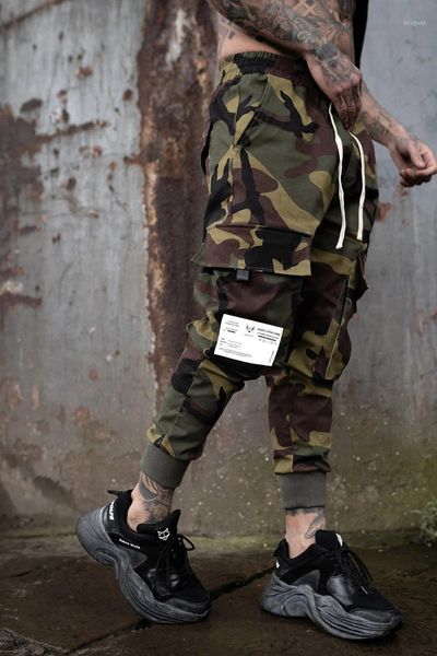 

men's pants 2021 european and american trend camouflage sports trousers casual footwear multi-pocket tooling, Black