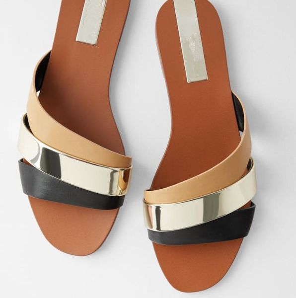

flat shoes female womens slippers outdoor pantofle multicolored sandals slides 2021 soft pu buckle strap rome scandals microfibe, Black