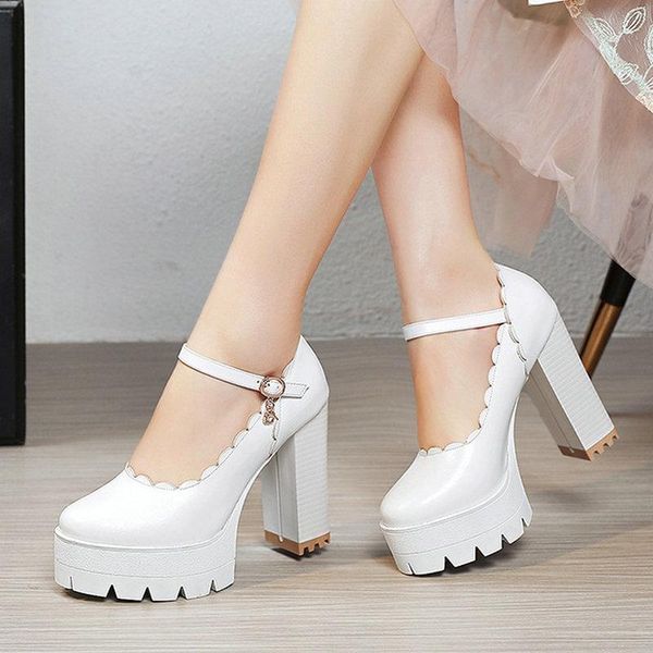 

dress shoes women elegant single fashion ruffles summer sandals comfy platform square high heels baotou ladies black white