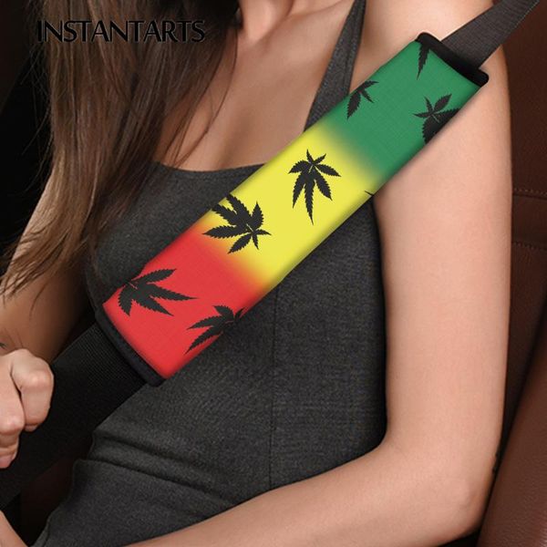

safety belts & accessories instantarts gradient jamaican leaves prints durable car automotive seat belt cover 2pcs/set covers