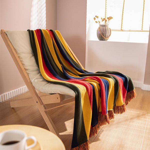 

cotton tassel blanket, bohemian style, can be used as shawl, available indoors and outdoors, easy to carry blankets