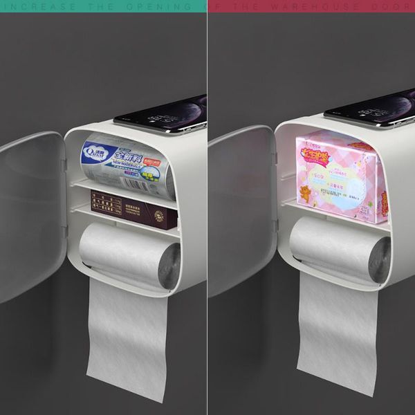 

toilet paper holders multifunctional wall-mounted pumping box without perforation tissue waterproof double-layer rack creative storage