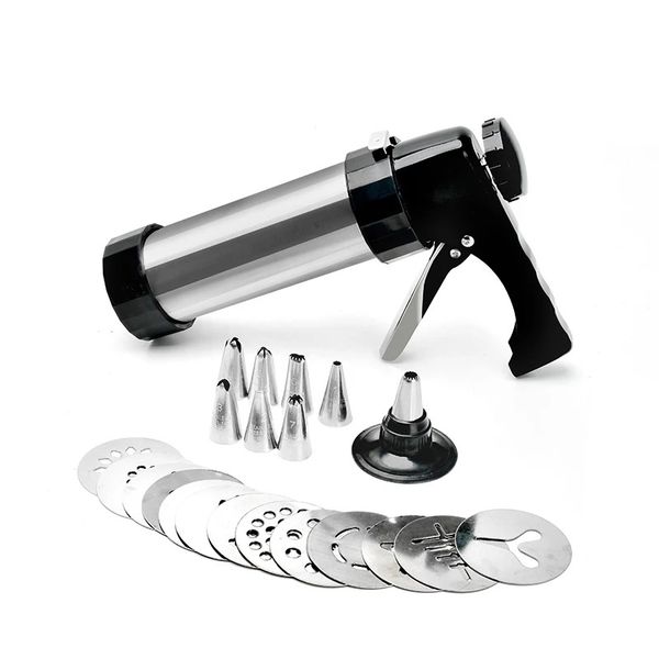 

stainless steel cookie press gun kit baking tools with pastry nozzles and molds for diy biscuit extruder making cake icing decorating