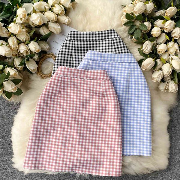 

singreiny women korean plaid skirt fashion retro high waist a-line dresses summer chic casual streetwear short skirts 210419, Black