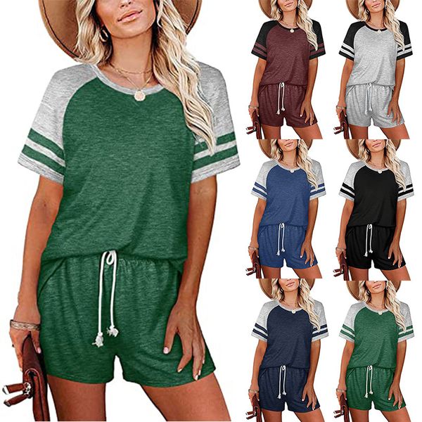 Mulheres Sportswear Tracksuits Fitness Sexy Girls Yoga Sportswears Sweatpants solto em volta do pescoço correndo andando bicicleta treino verão casual ternos cor sólida lx