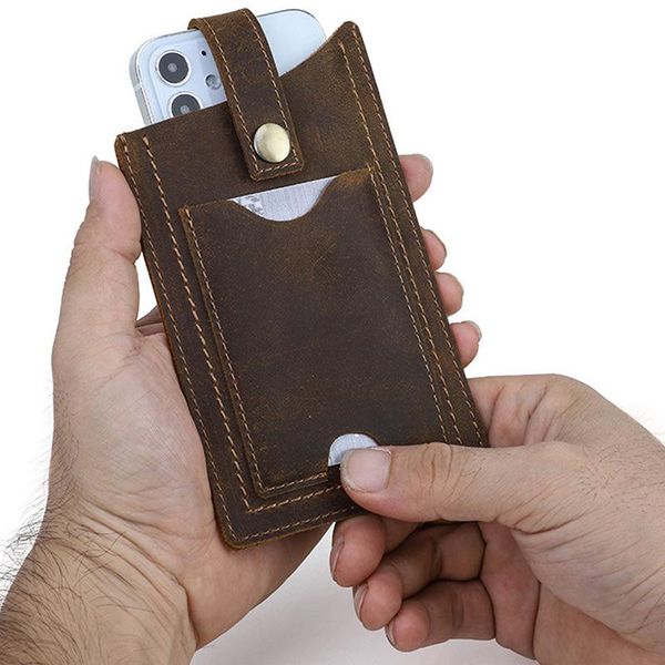 

genuine leather belt clip holster case for 5.8 inch mobile phone bag waist pack protable covers accessories with card pocket cell cases