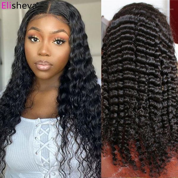 

inches deep wave closure wig tpart transparent lace brazilian clousure wigs t part human hair remy 1501, Black;brown