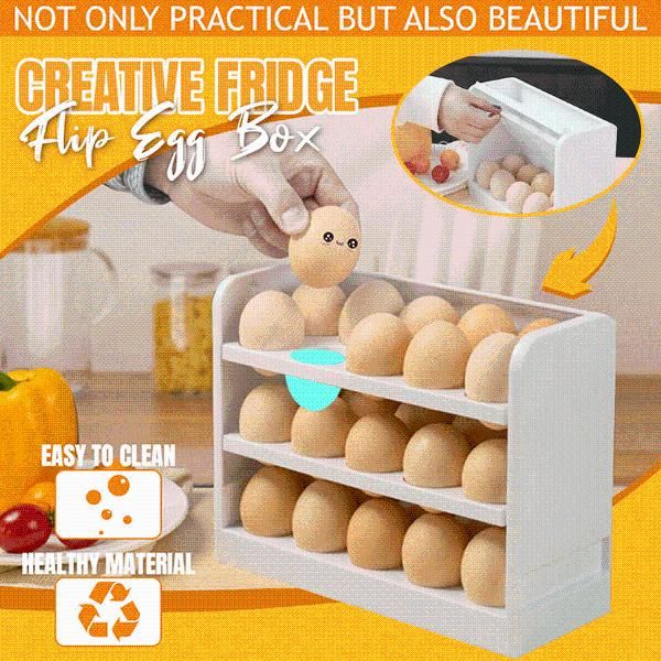 

storage bottles & jars creative fridge flip egg box kitchen household plastic transparent dumpling 3-layers refrigerator rack tray