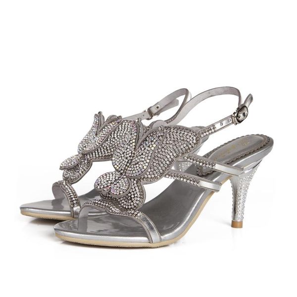 

christia bella women high heels sandals thin rhinestones open toe large size shoes buckle evening party, Black