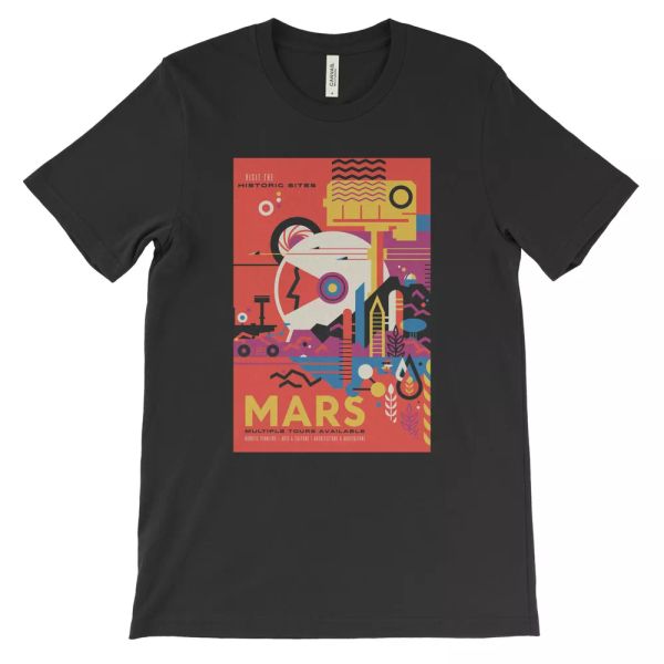 

NASA Art Poster Tee. Mars. Solar System Tee. Black, White, Space Astronaut NEW, White;black