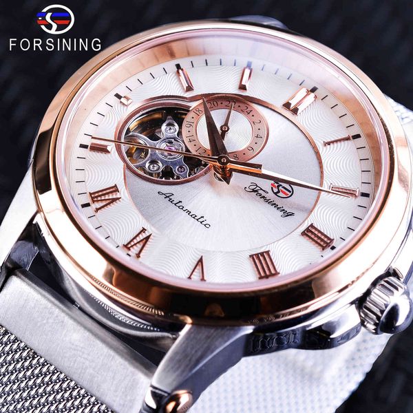 

refining mechanical watches luxury rose gold case sier rv unique 24-hour display fashion men automatic, Slivery;brown