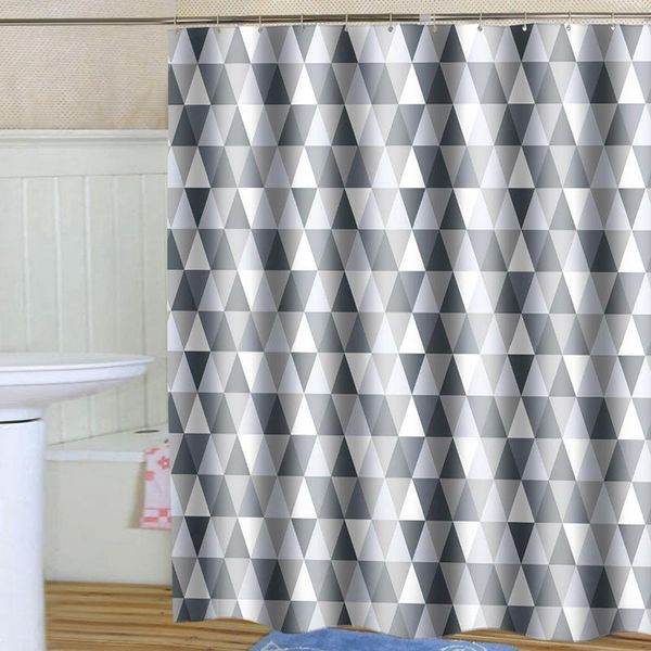 

triangular pattern waterproof shower curtain mildew proof washable with 12 rings curtains