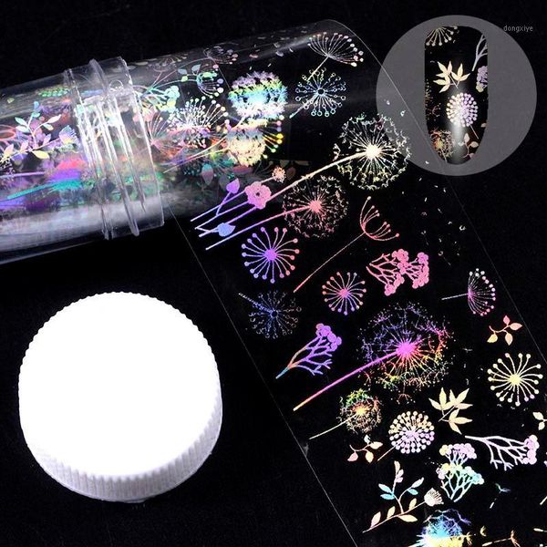 

1roll holographic nail foil fireworks butterfly geometric flame design art transfer sticker water slide decals1, Black