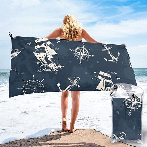 

towel pirate ship print microfiber quick dry beach summer cushion swimming fitness yoga bathroom products