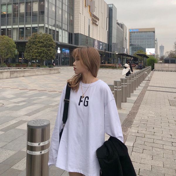 

brand crosin season of god fear 6 fog outlet rich main line fg letter high street long sleeve women's t-shirt men's loo, White