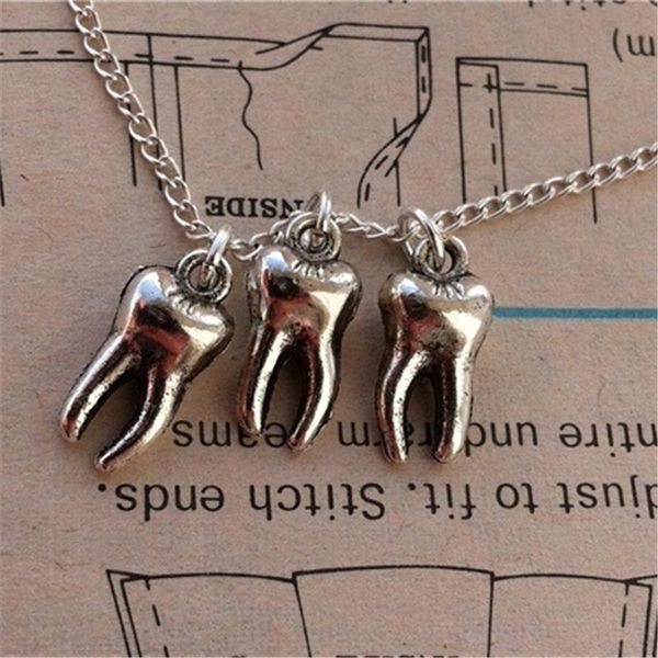 

chains antique silver color tooth pendant necklace fairy for girls women