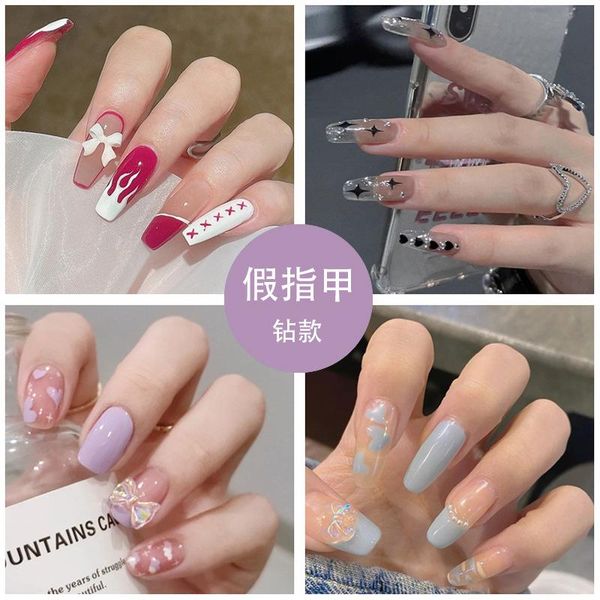 

false nails z081-z0121 press on long, Red;gold