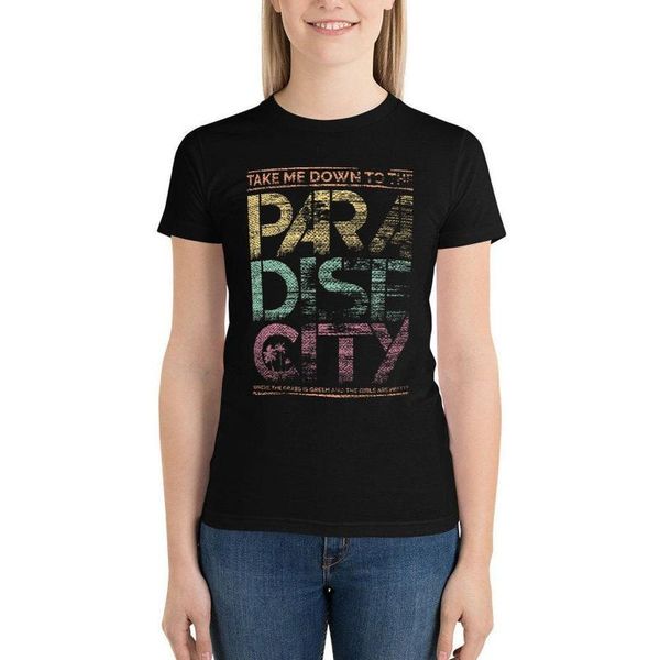 

women's t-shirt band paradise city tee shirt rock lyric 100 cotton printed womens t o neck simple short-sleeve casual tshirt large, White