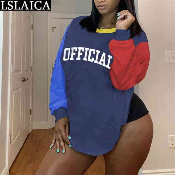 

women fashion slim color matching arrival woman tshirts casual letter printing long sleeves loose for 210515, White