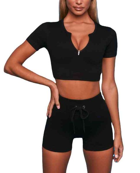 

zipper sports bra high waist yoga pants seamless fitness suit female, Black;blue