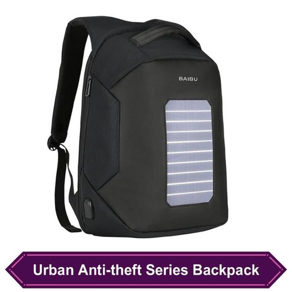 

urban anti theft backpack external usb charging men lapbag leisure travel solar rechargeable school drop