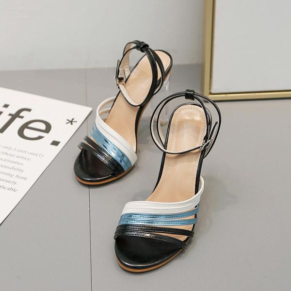 

zapatos mujer women crystal heel sandals mid med heels pumps ladies casual shoes woman summer chaussure vintage femme sling back, Black
