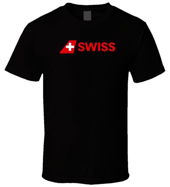 

men's t-shirts swiss air airline 7 black t shirt, White;black