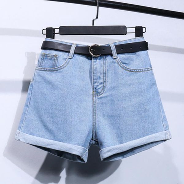 

women's shorts plus size 5xl summer 2021 casual sashes denim women wide high waist loose jean all-match sporting female, White;black