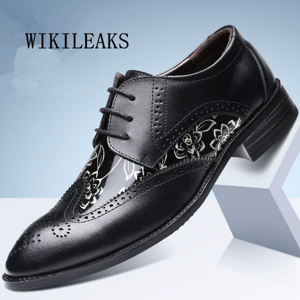 

dress shoes big size men oxford bullock leather wedding zapatos hombre casual genuine business, Black
